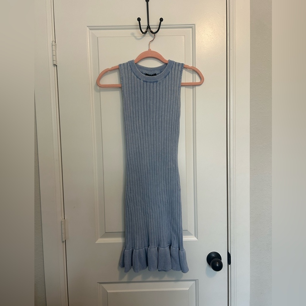 Aakaa light blue Ribbed Knit Dress